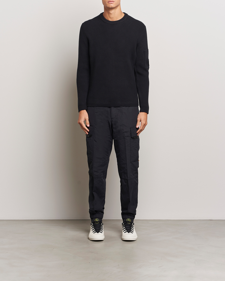 Herr | Tröjor | C.P. Company | Full Rib Knitted Cotton Crew Neck Black
