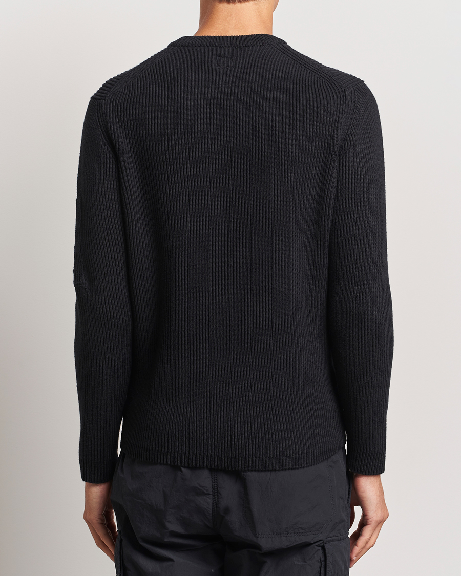 Herr | Tröjor | C.P. Company | Full Rib Knitted Cotton Crew Neck Black