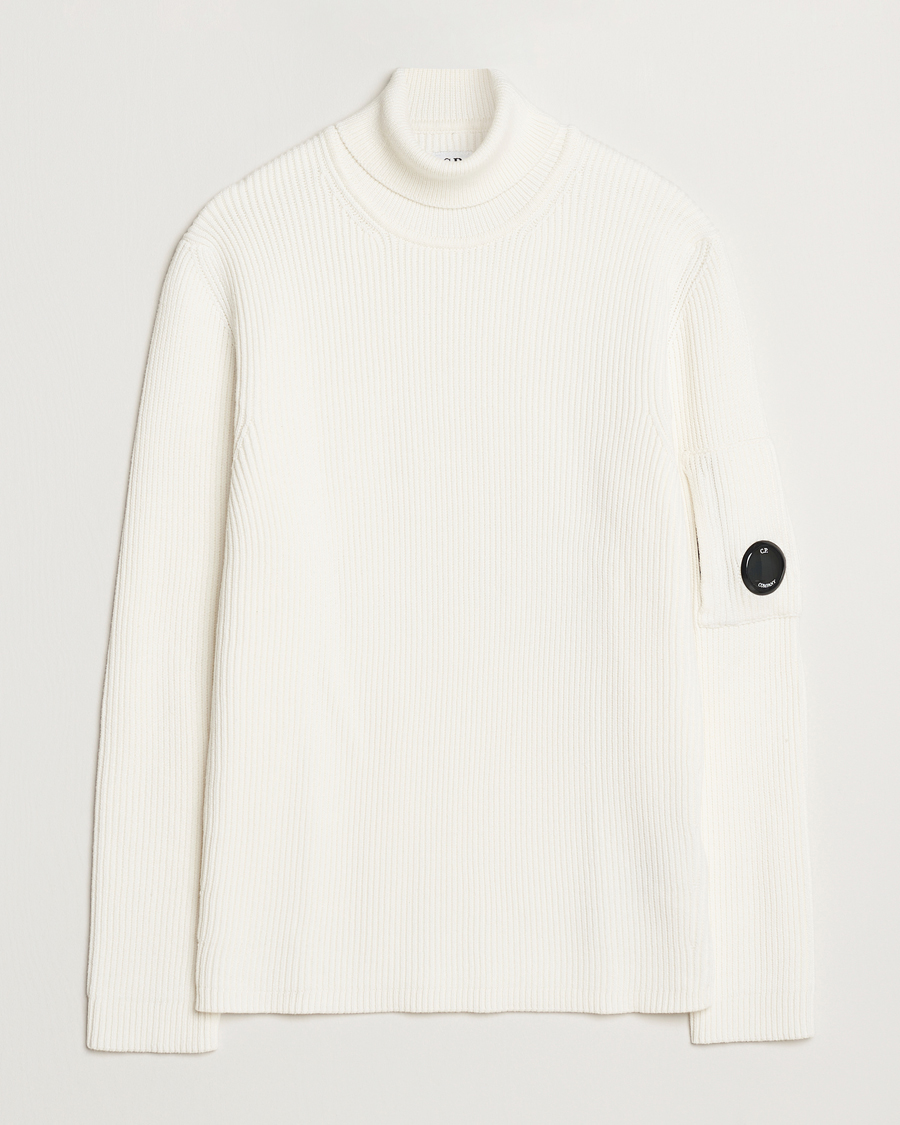 Herr | Tröjor | C.P. Company | Full Rib Knitted Cotton Rollneck Off White