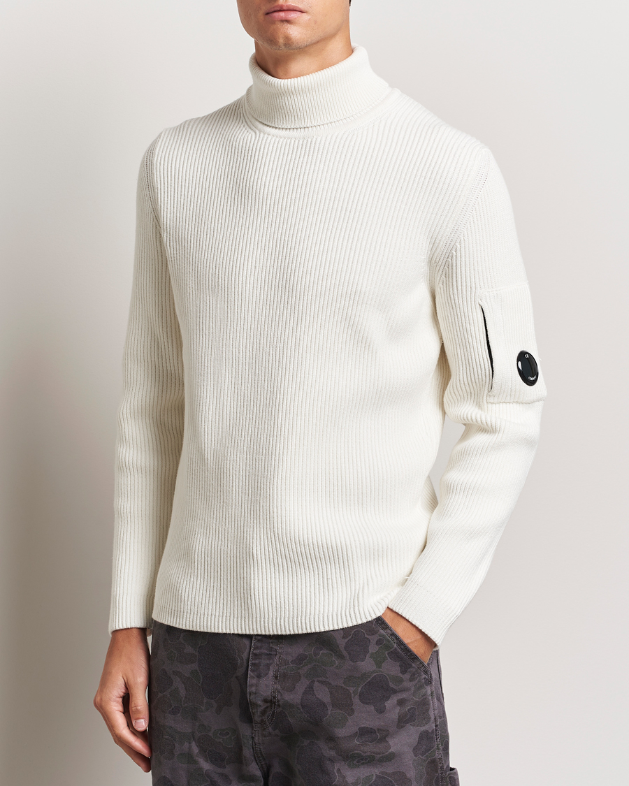 Herr | Tröjor | C.P. Company | Full Rib Knitted Cotton Rollneck Off White