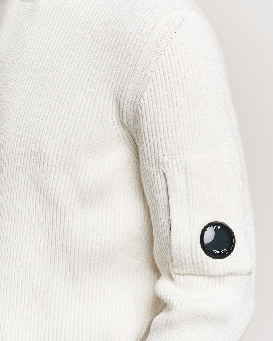 Herr | Tröjor | C.P. Company | Full Rib Knitted Cotton Rollneck Off White