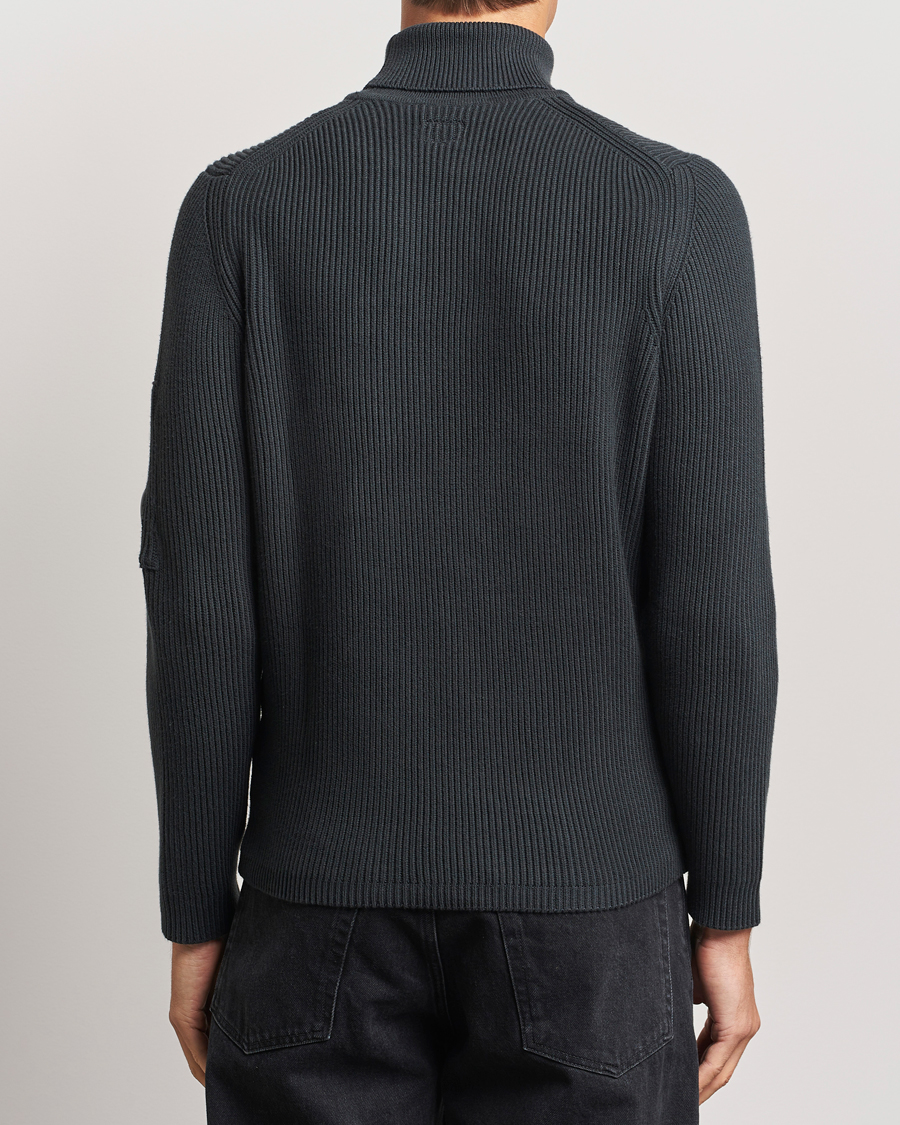 Herr | Tröjor | C.P. Company | Full Rib Knitted Cotton Rollneck Grey Black
