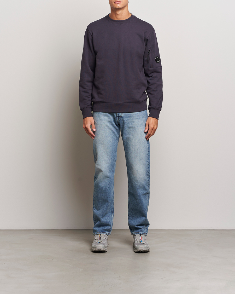 Herr | Tröjor | C.P. Company | Diagonal Raised Fleece Lens Sweatshirt Washed Navy