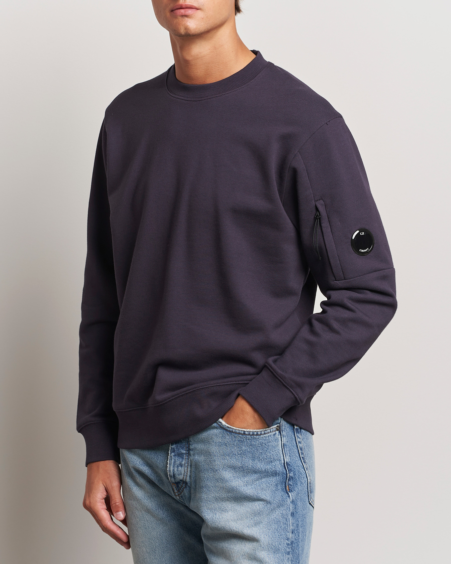 Herr | Tröjor | C.P. Company | Diagonal Raised Fleece Lens Sweatshirt Washed Navy