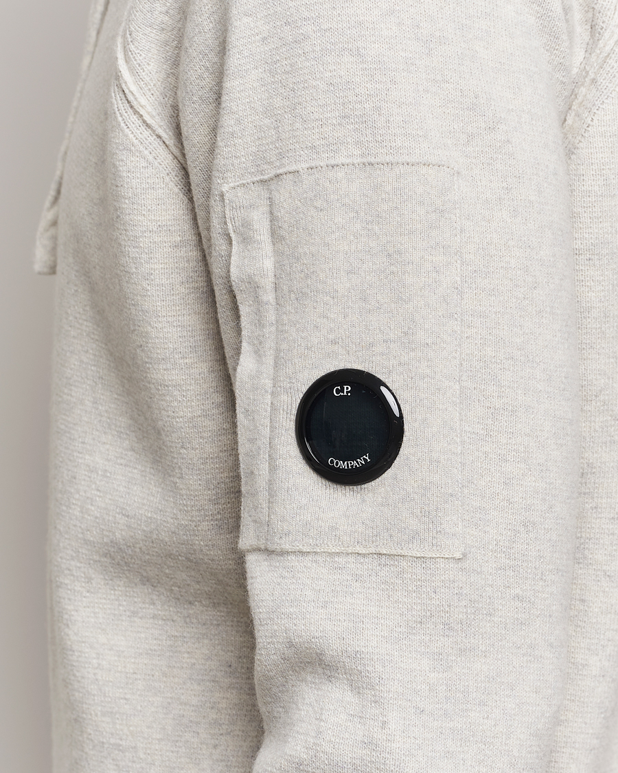 Herr | Tröjor | C.P. Company | Lambswool Knitted Lens Hood Grey Melange