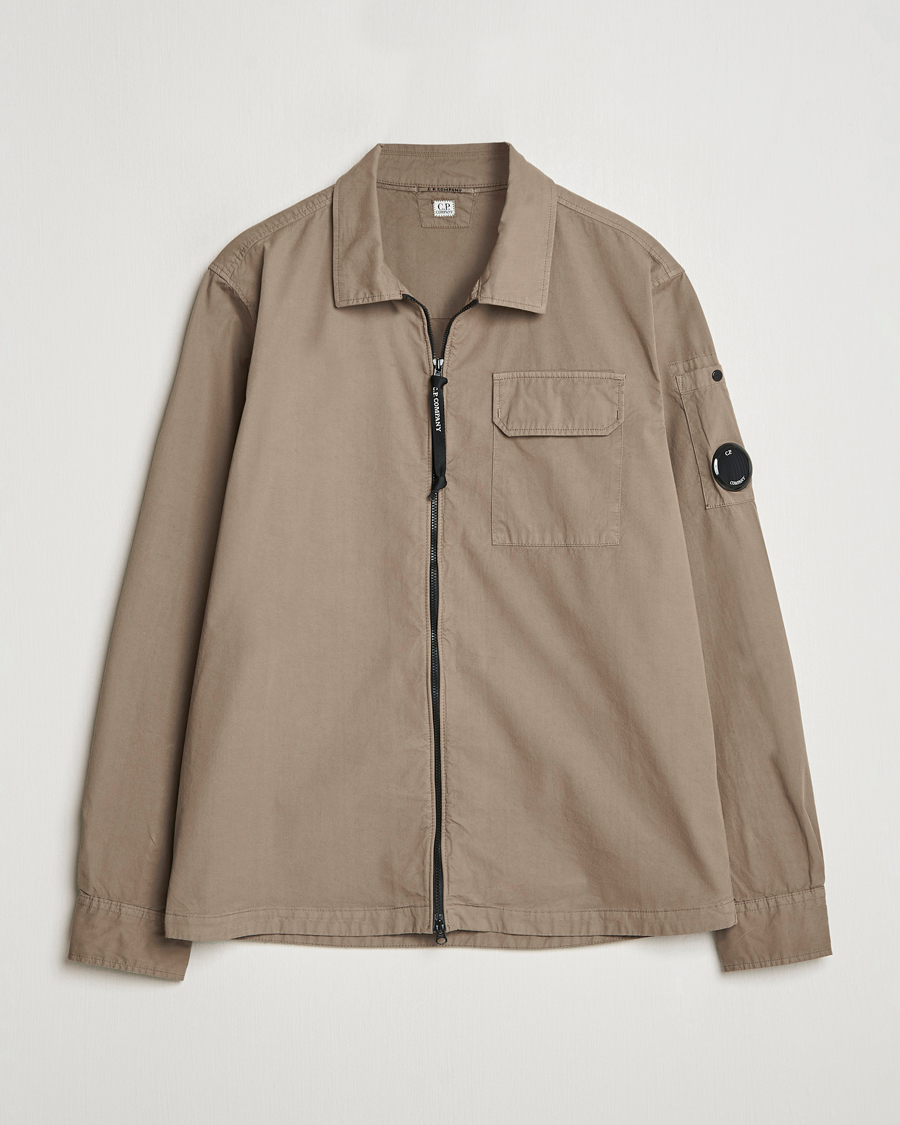 Herr | Skjortor | C.P. Company | Organic Cotton Gabardine Zip Overshirt Taupe