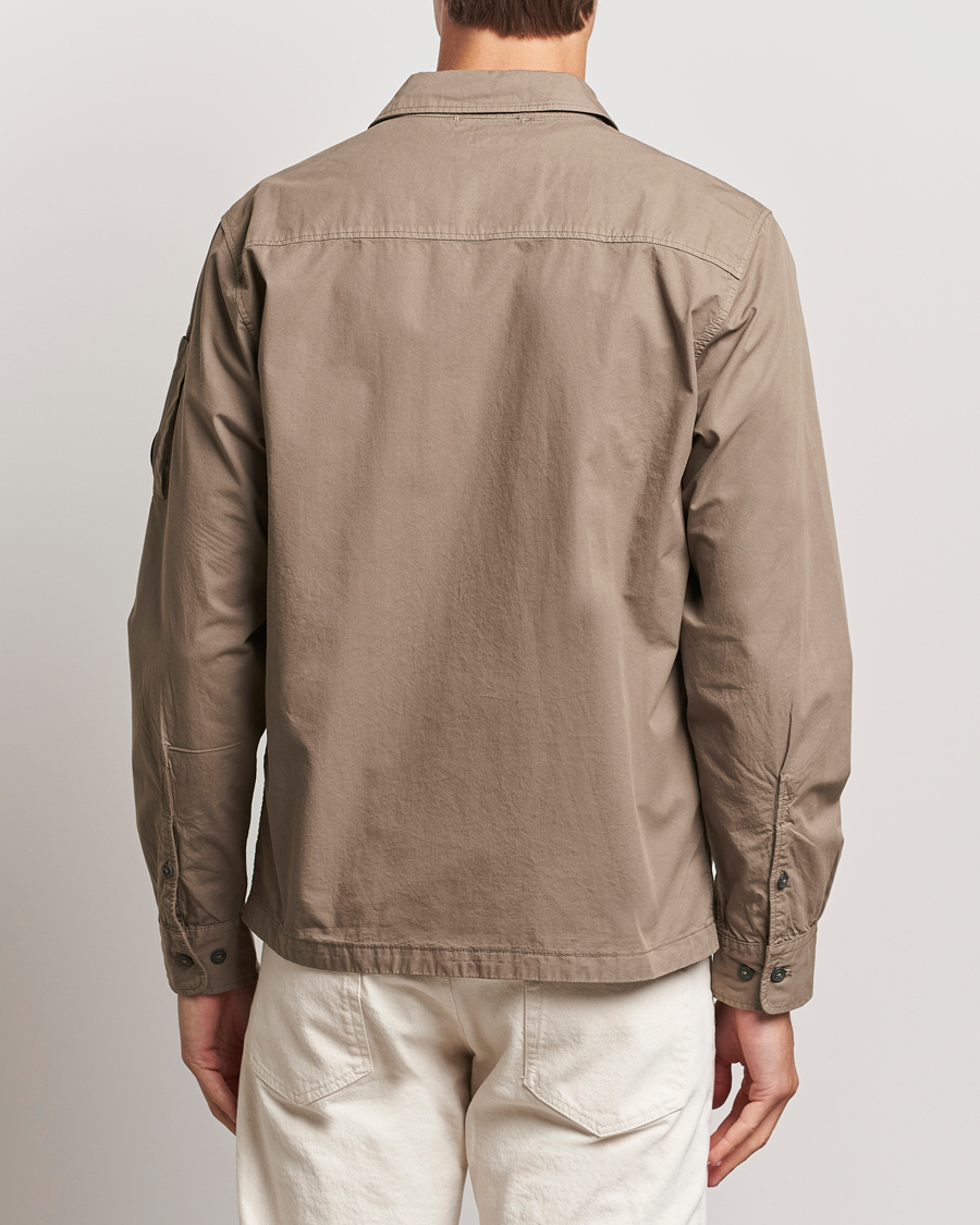 Herr | Skjortor | C.P. Company | Organic Cotton Gabardine Zip Overshirt Taupe