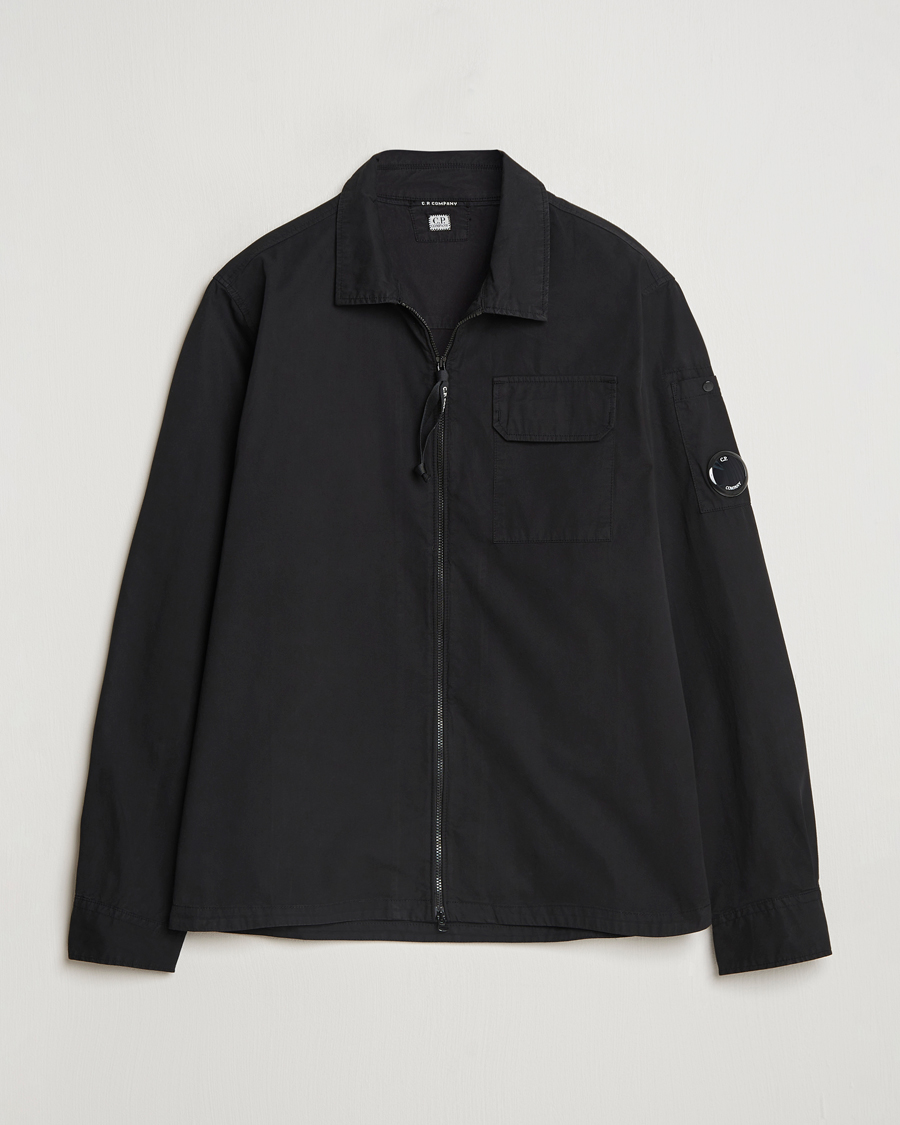 Herr | Skjortor | C.P. Company | Garment Dyed Gabardine Zip Shirt Jacket Black