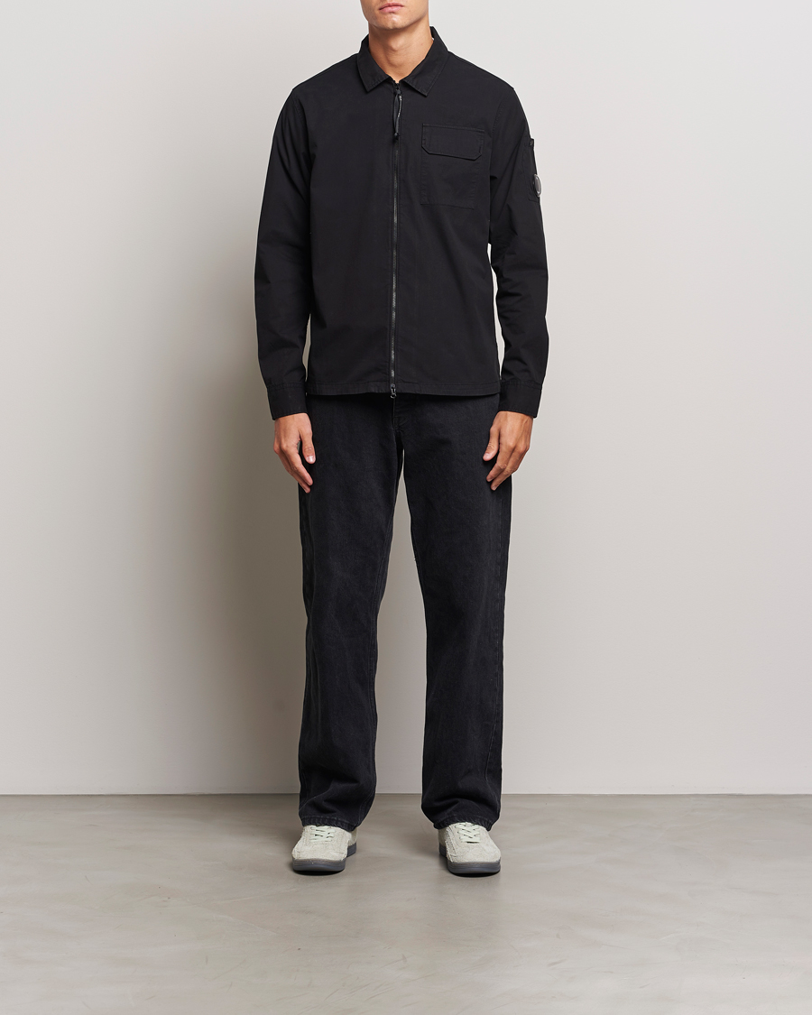 Herr | Skjortor | C.P. Company | Garment Dyed Gabardine Zip Shirt Jacket Black