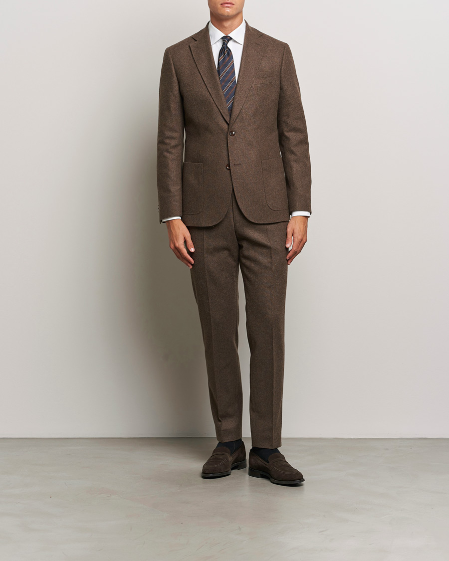 Herr | Byxor | Morris Heritage | Flannel Suit Trousers Brown