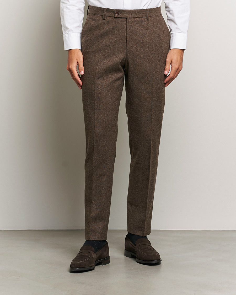 Herr | Byxor | Morris Heritage | Flannel Suit Trousers Brown