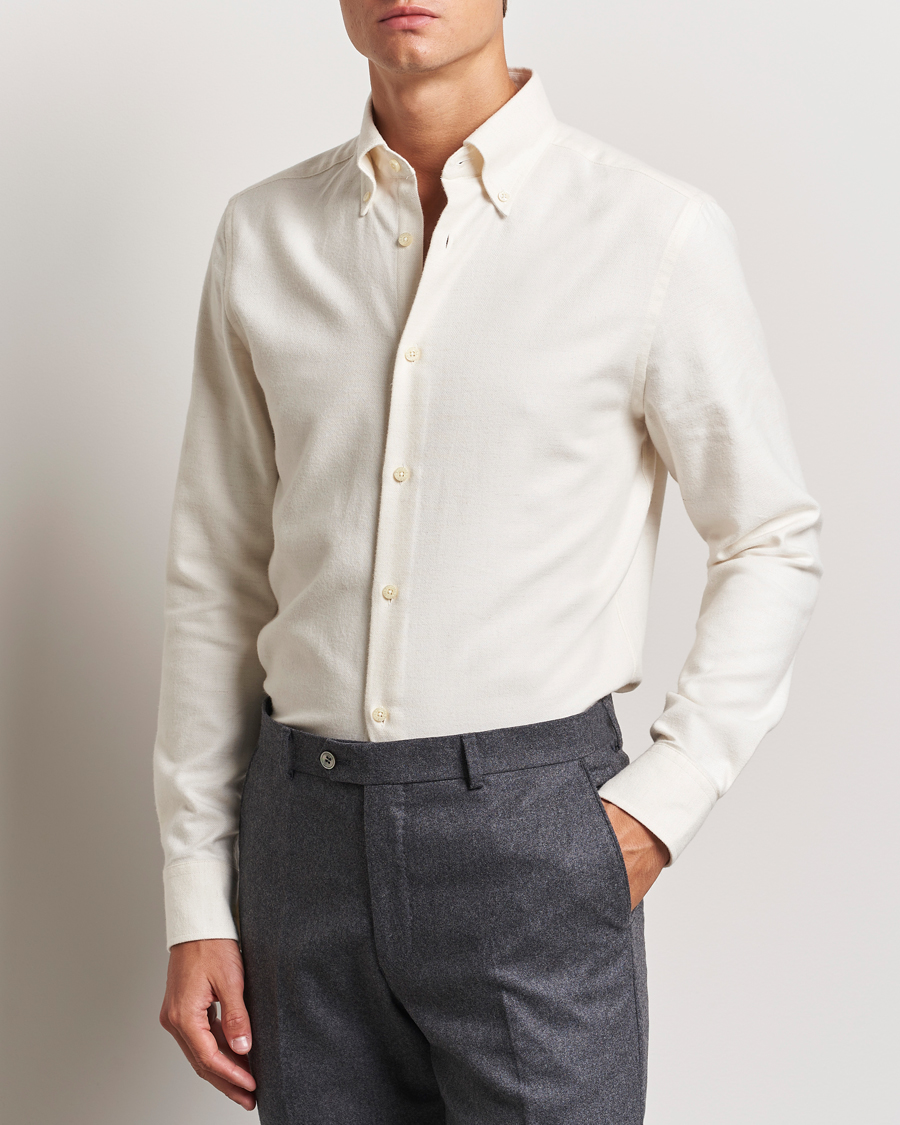 Herr | Skjortor | Morris Heritage | Soft Lama Slim Fit Shirt Off White