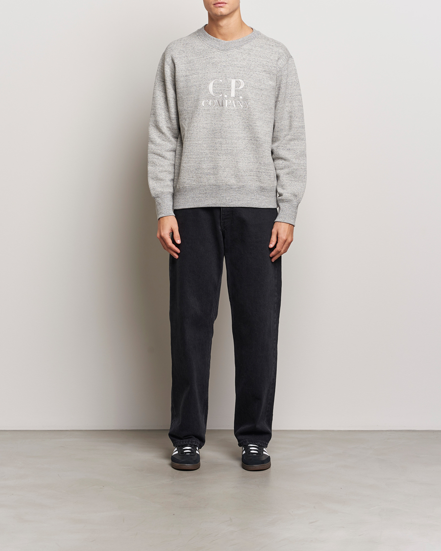 Herr | Tröjor | C.P. Company | Japanese Fleece Logo Sweatshirt Grey Melange