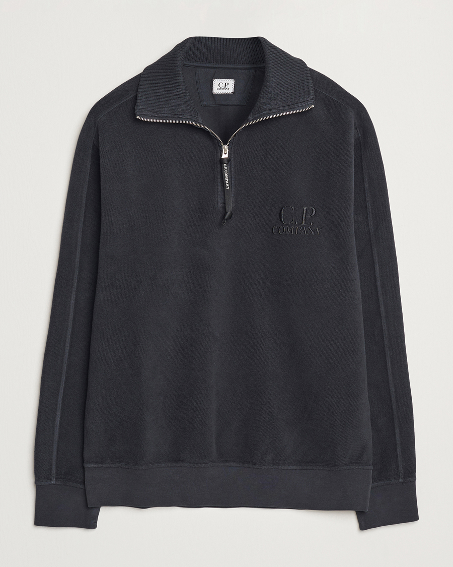 Herr | Tröjor | C.P. Company | Brushed Diagonal Fleece Half Zip Grey Black
