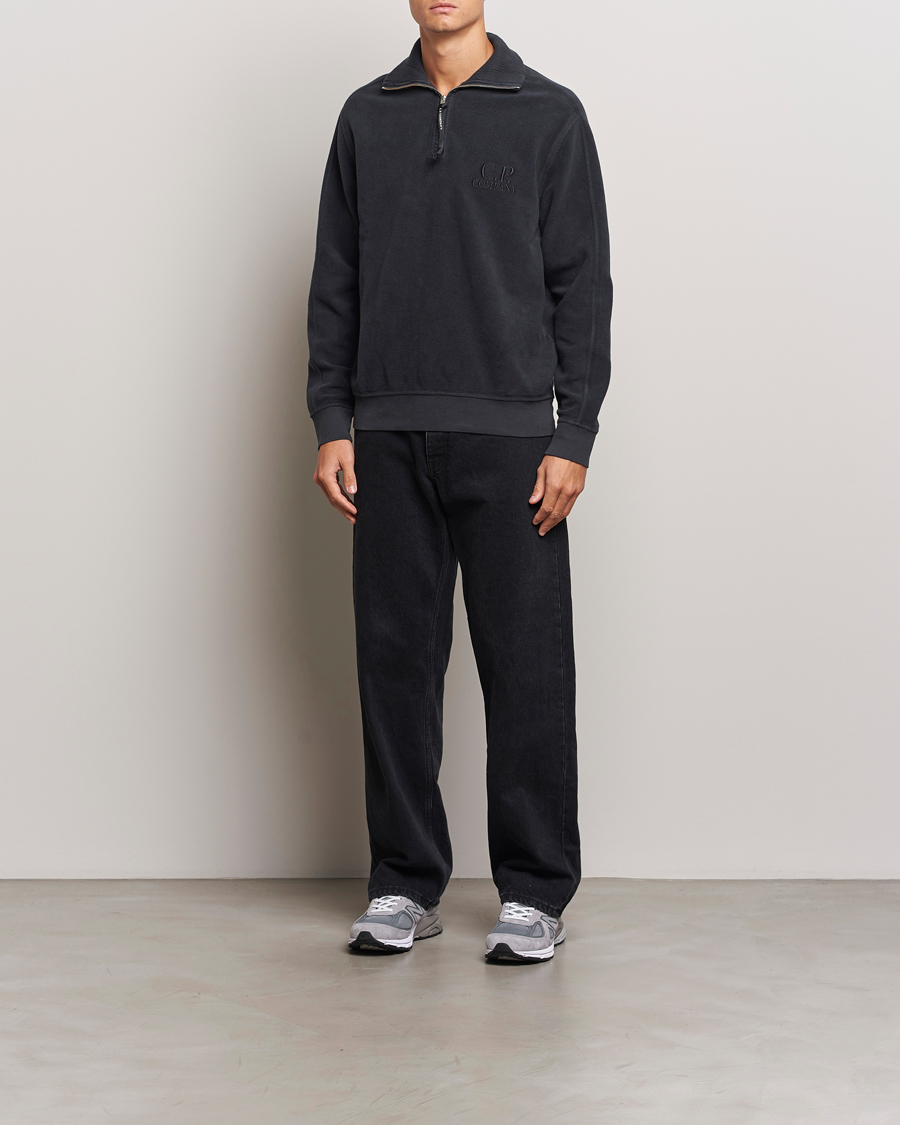 Herr | Tröjor | C.P. Company | Brushed Diagonal Fleece Half Zip Grey Black
