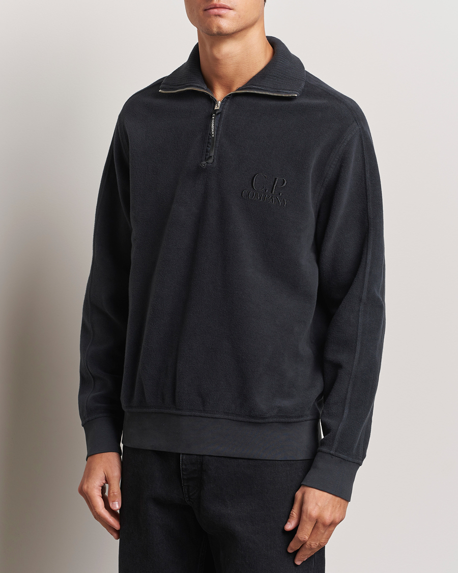 Herr | Tröjor | C.P. Company | Brushed Diagonal Fleece Half Zip Grey Black