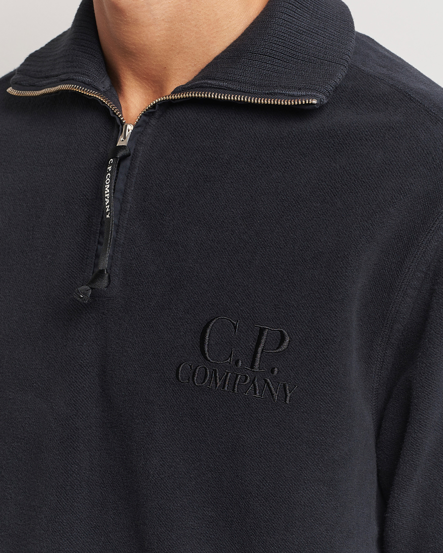 Herr | Tröjor | C.P. Company | Brushed Diagonal Fleece Half Zip Grey Black