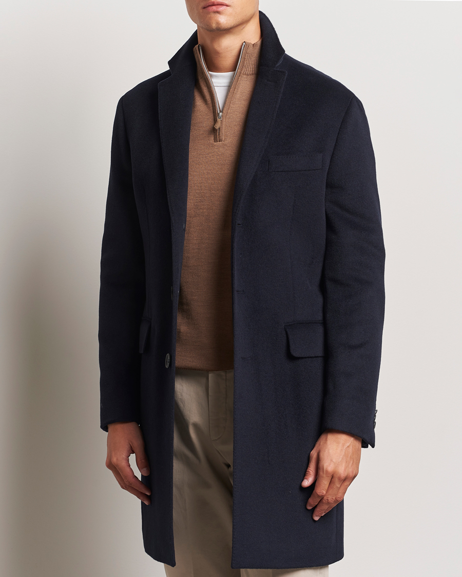 Herr | Jackor | Oscar Jacobson | Sylar Wool/Cashmere Coat Navy