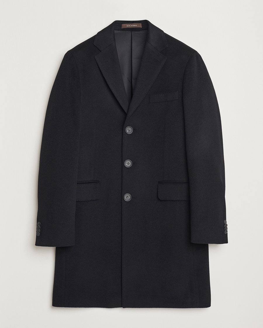 Herr | Jackor | Oscar Jacobson | Syar Wool/Cashmere Coat Black
