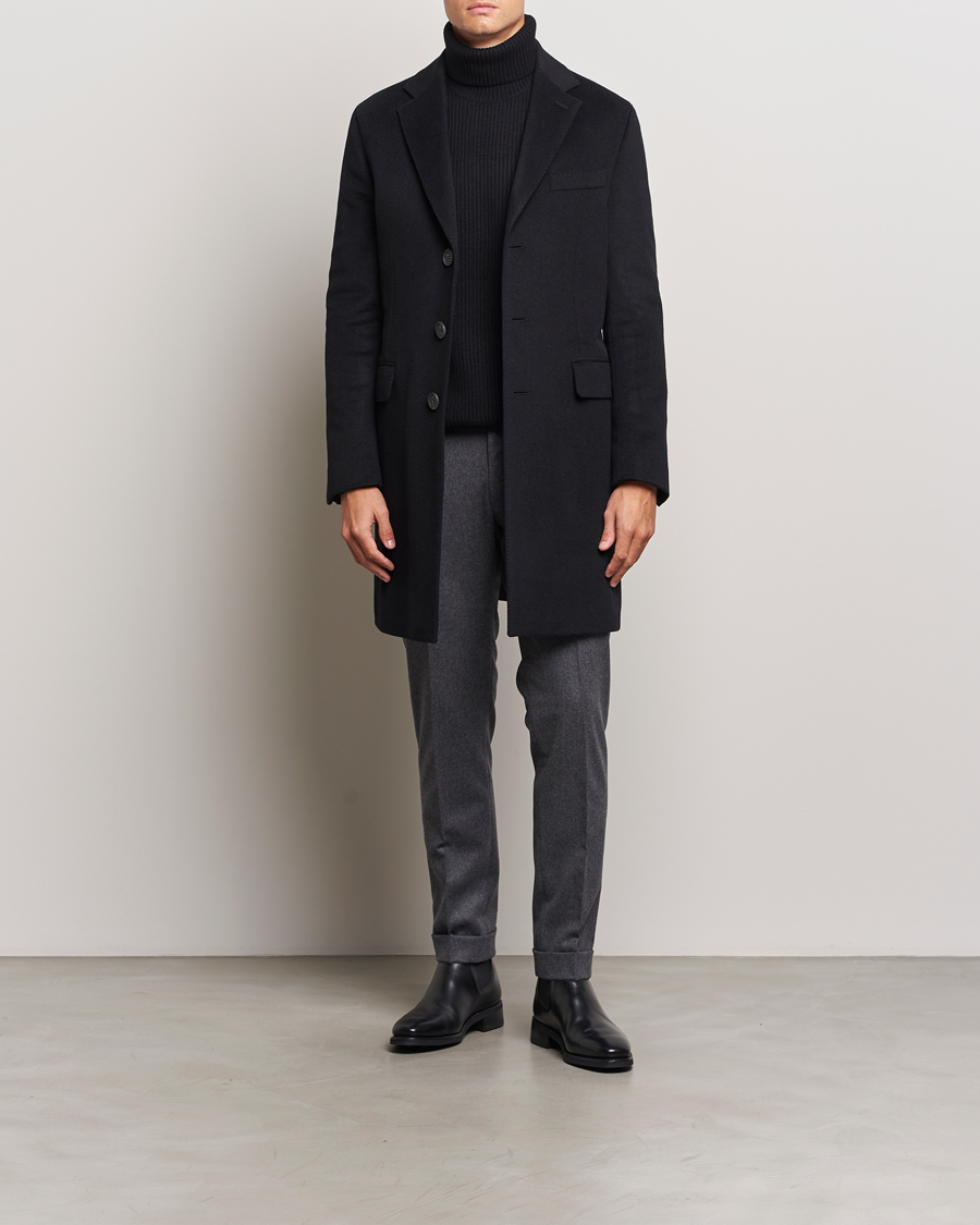 Herr | Jackor | Oscar Jacobson | Syar Wool/Cashmere Coat Black