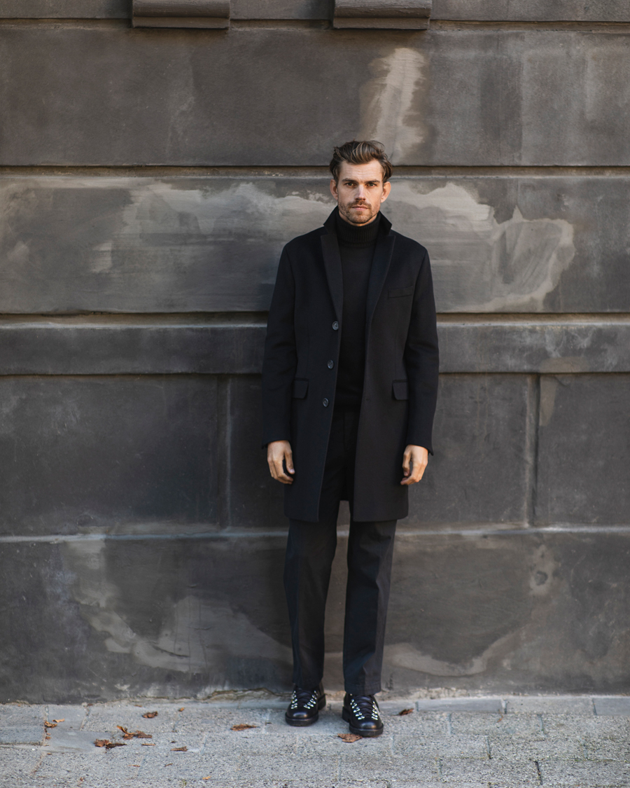 Herr | Jackor | Oscar Jacobson | Sylar Wool/Cashmere Coat Black