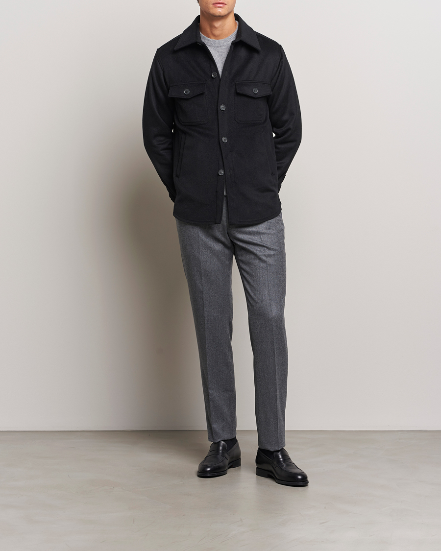 Herr | Jackor | Oscar Jacobson | Maverick Wool/Cashmere Shirt Jacket Black