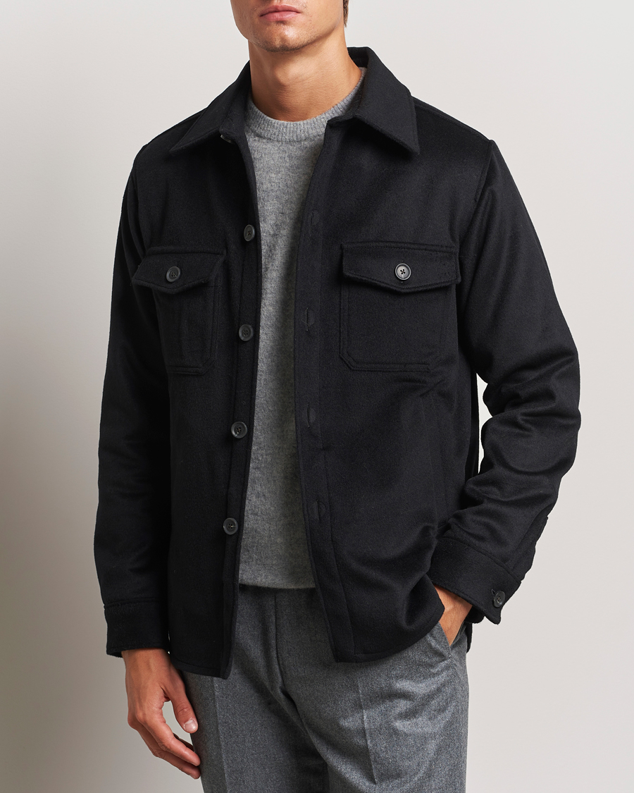 Herr | Jackor | Oscar Jacobson | Maverick Wool/Cashmere Shirt Jacket Black