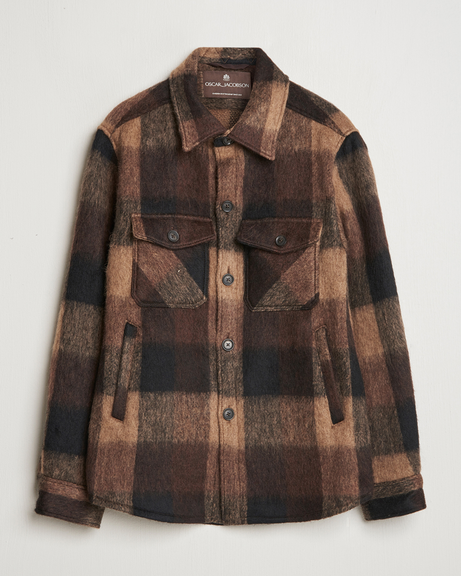 Herr | Jackor | Oscar Jacobson | Maverick Checked Shirt Jacket Brown
