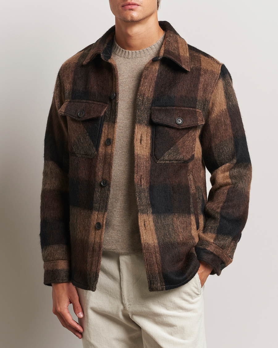 Herr | Jackor | Oscar Jacobson | Maverick Checked Shirt Jacket Brown