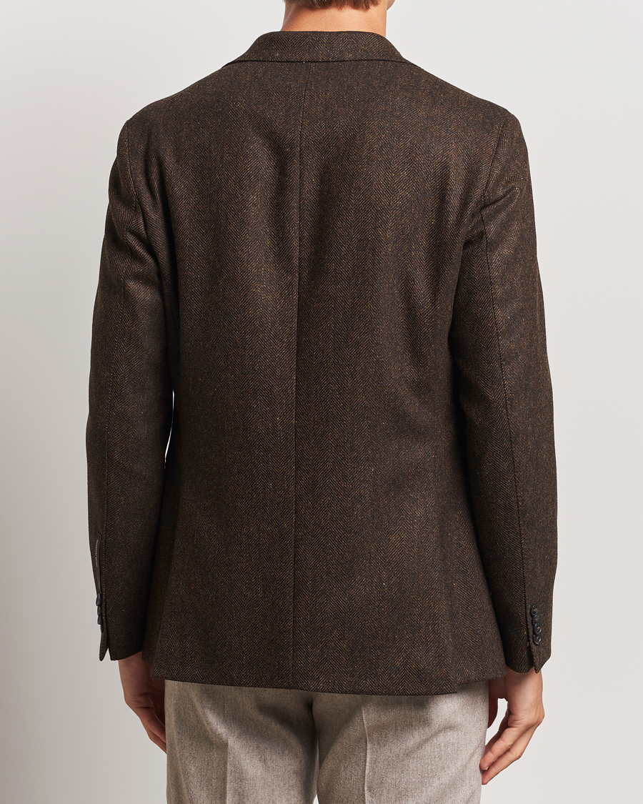 Herr | Kavajer | Oscar Jacobson | Fogerty Moon Herringbone Tweed Blazer Brown