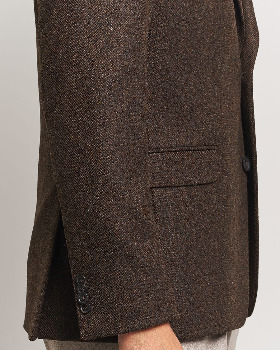 Herr | Kavajer | Oscar Jacobson | Fogerty Moon Herringbone Tweed Blazer Brown
