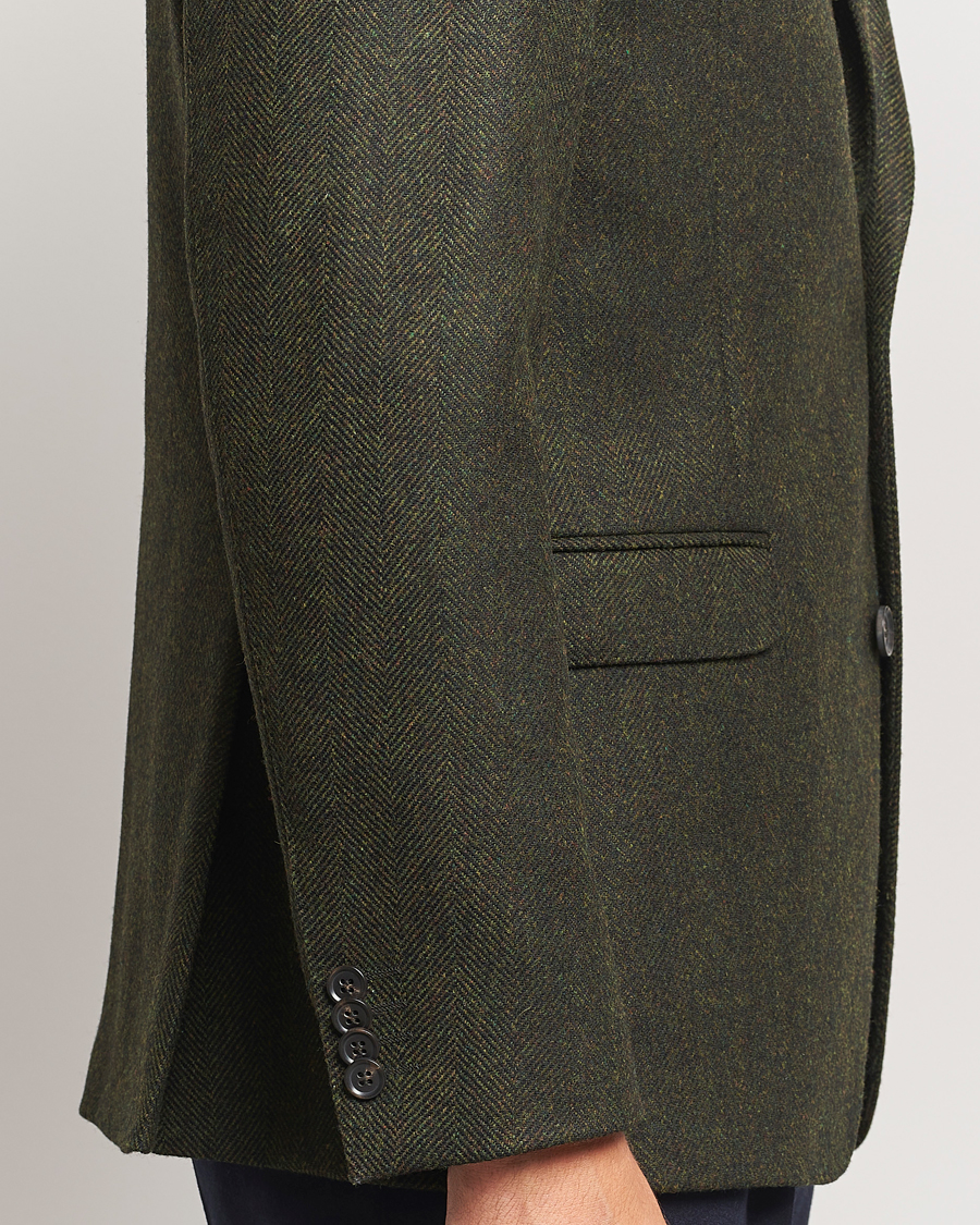 Herr | Kavajer | Oscar Jacobson | Fogerty Moon Herringbone Tweed Blazer Green