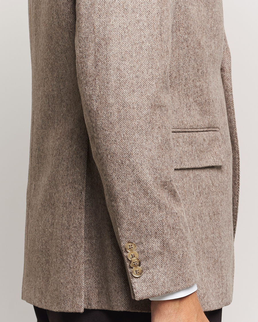 Herr | Kavajer | Oscar Jacobson | Fogerty Herringbone Wool Blazer Beige