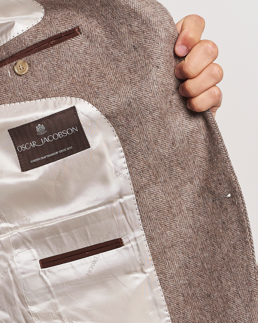 Herr | Kavajer | Oscar Jacobson | Fogerty Herringbone Wool Blazer Beige