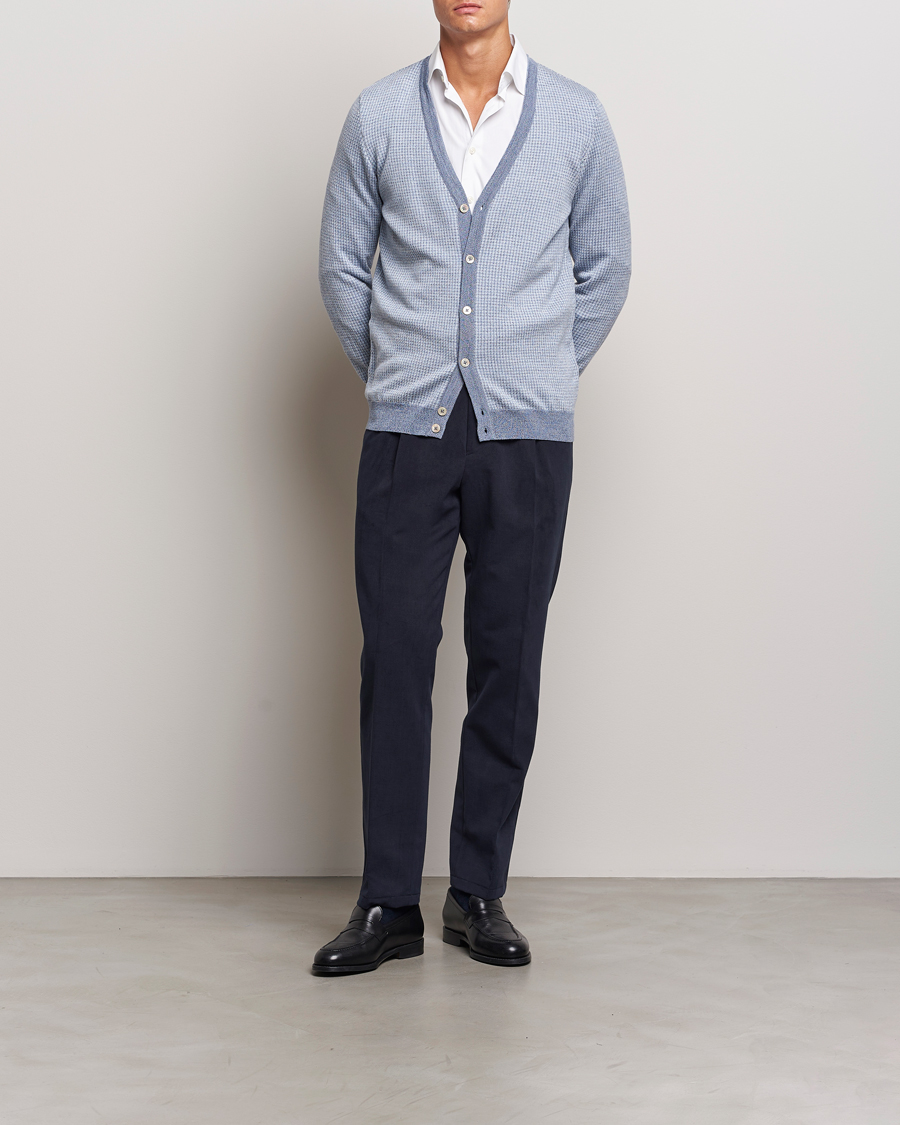 Herr | Byxor | Oscar Jacobson | Delon Brushed Cotton Trousers Navy