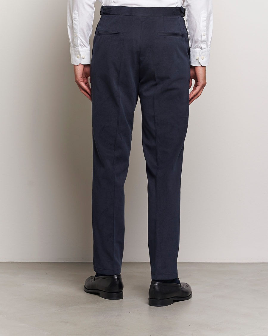 Herr | Byxor | Oscar Jacobson | Delon Brushed Cotton Trousers Navy