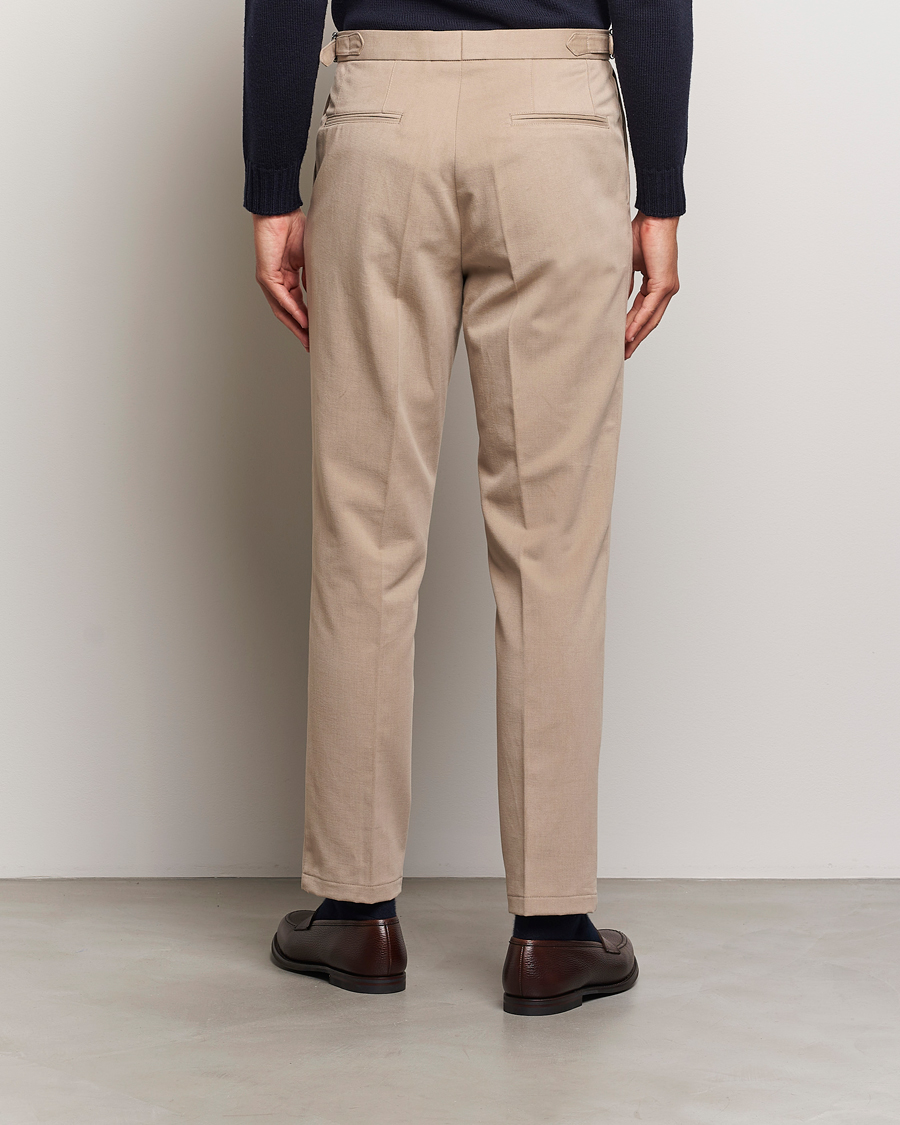 Herr | Byxor | Oscar Jacobson | Delon Brushed Cotton Trousers Beige
