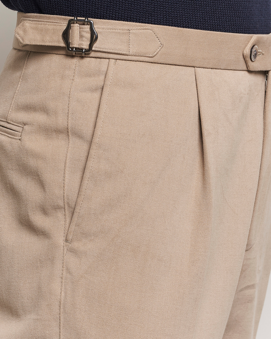 Herr | Byxor | Oscar Jacobson | Delon Brushed Cotton Trousers Beige