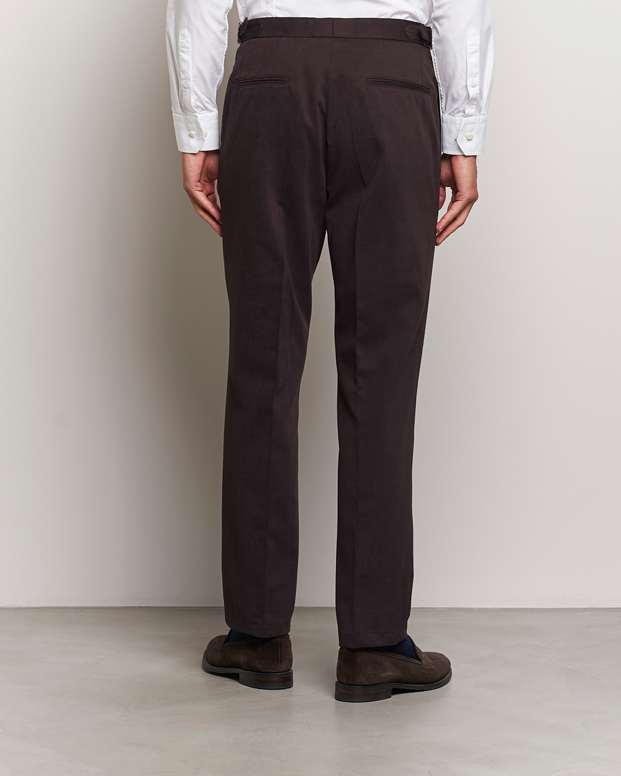 Herr | Byxor | Oscar Jacobson | Delon Brushed Cotton Trousers Brown