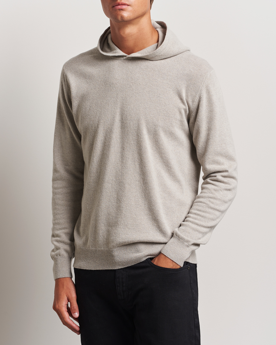 Herr | Tröjor | Oscar Jacobson | Pascal Wool/Cashmere Hoodie Beige