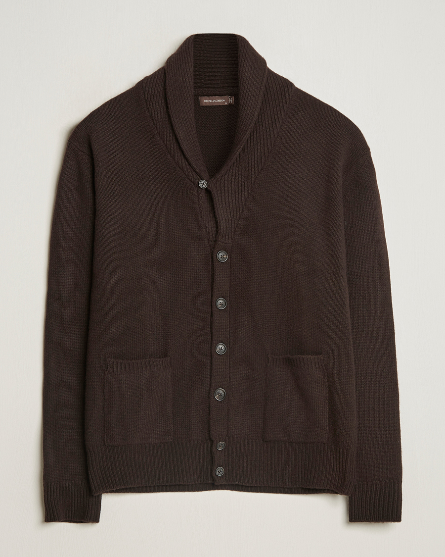 Herr | Tröjor | Oscar Jacobson | Aspen Heavy Knitted Cardigan Brown