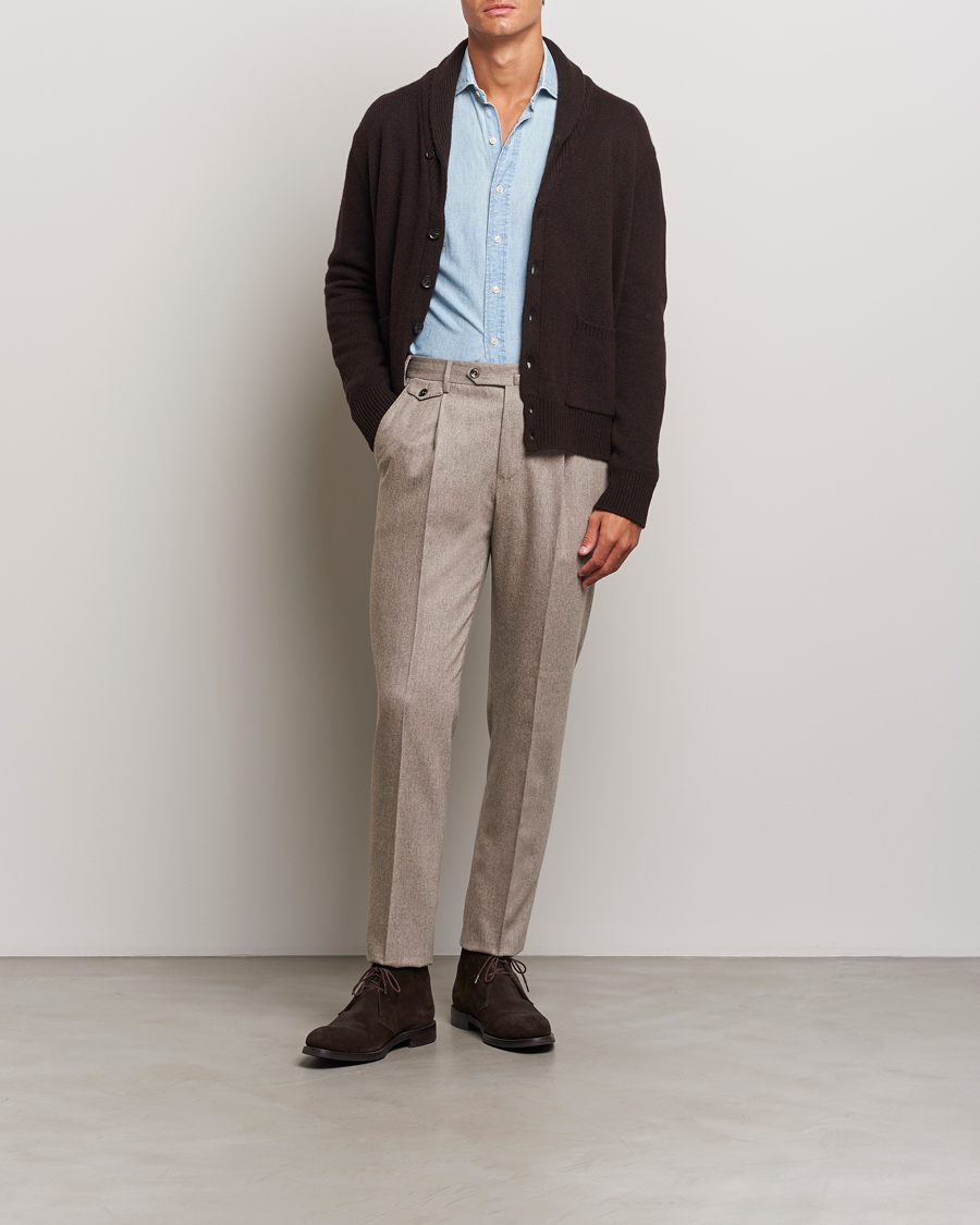 Herr | Tröjor | Oscar Jacobson | Aspen Heavy Knitted Cardigan Brown