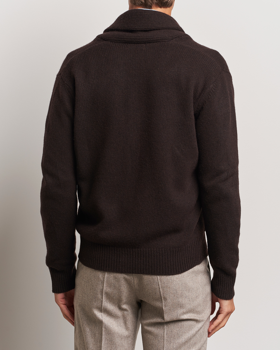 Herr | Tröjor | Oscar Jacobson | Aspen Heavy Knitted Cardigan Brown