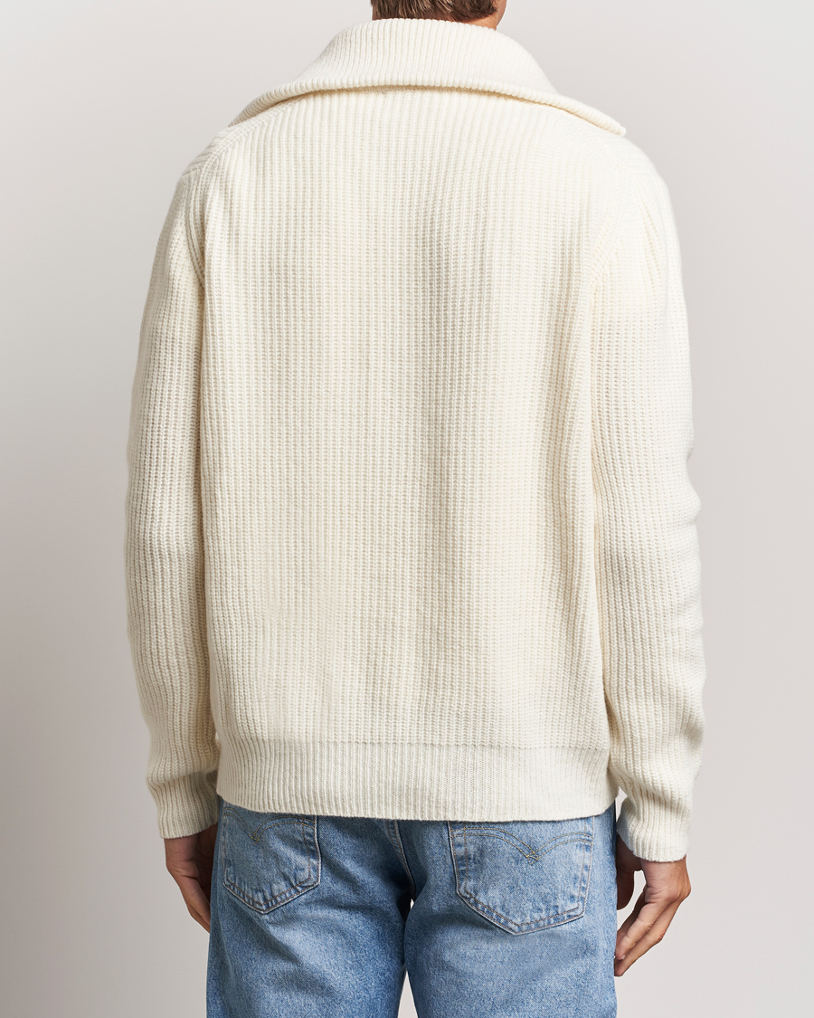 Herr | Tröjor | Oscar Jacobson | Mauritz Heavy Knitted Half Zip White