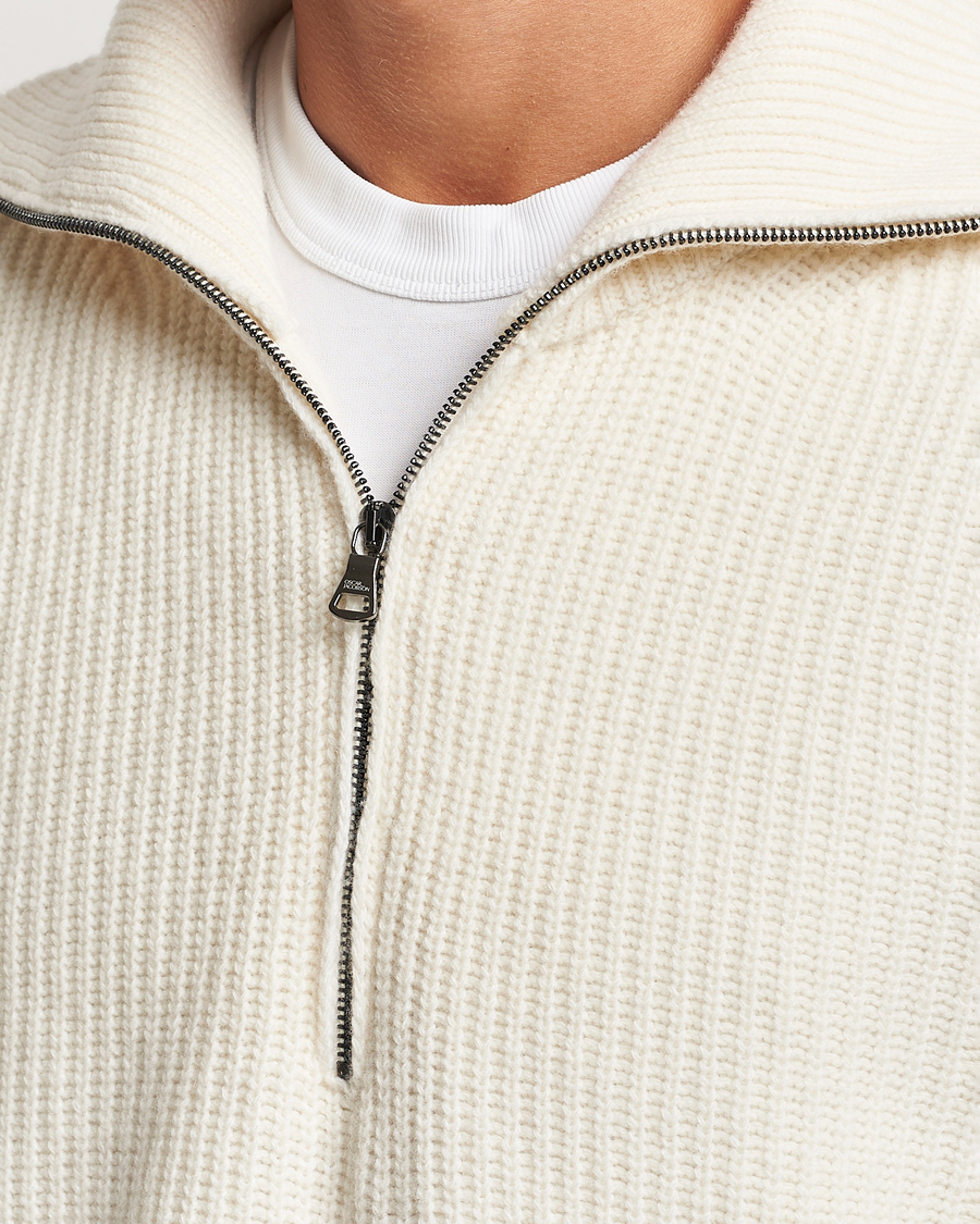 Herr | Tröjor | Oscar Jacobson | Mauritz Heavy Knitted Half Zip White