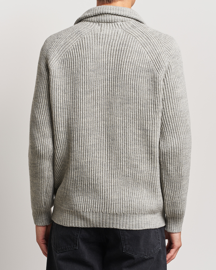 Herr | Tröjor | Peregrine | Ford Knitted Wool Half Zip Light Grey