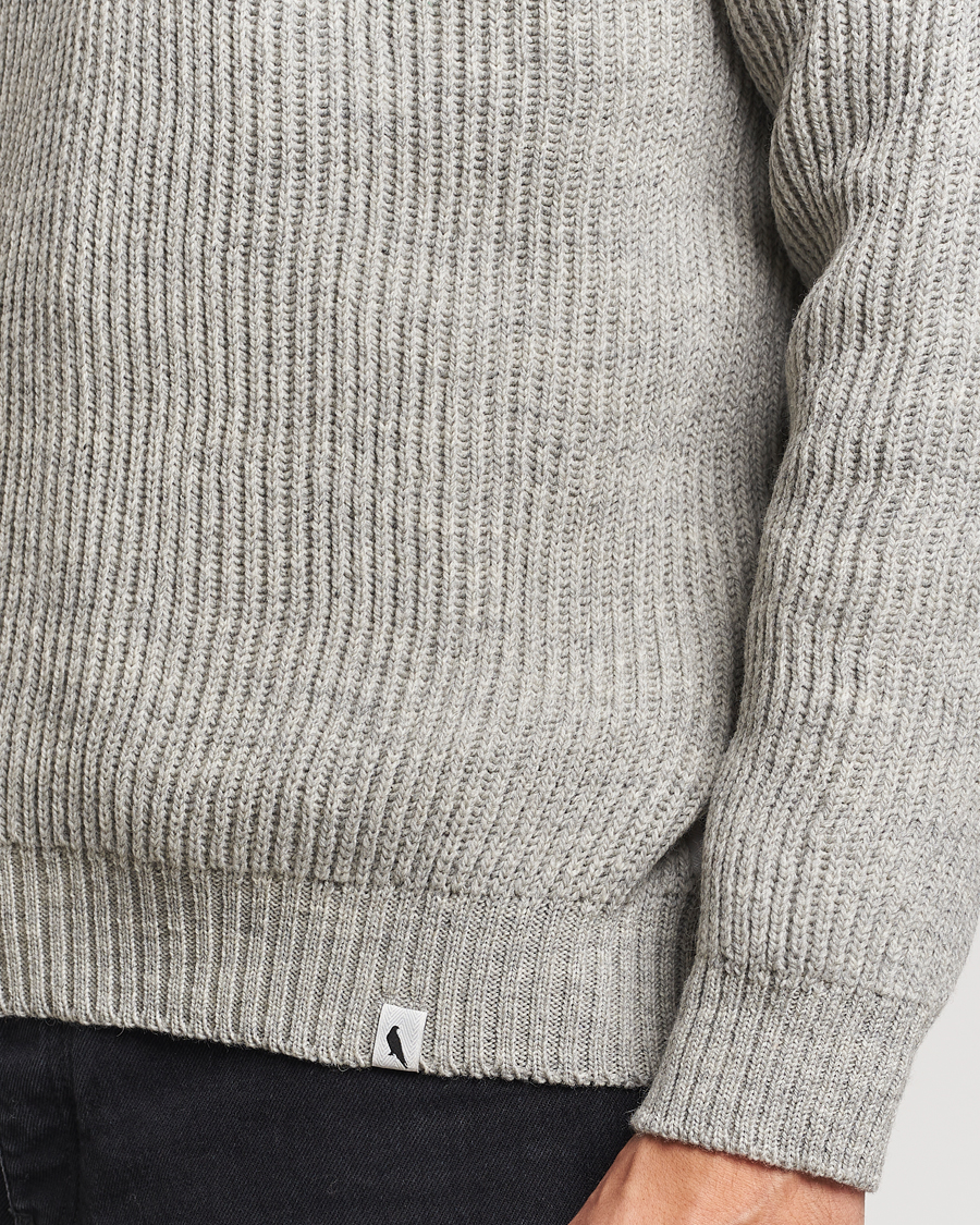 Herr | Tröjor | Peregrine | Ford Knitted Wool Half Zip Light Grey