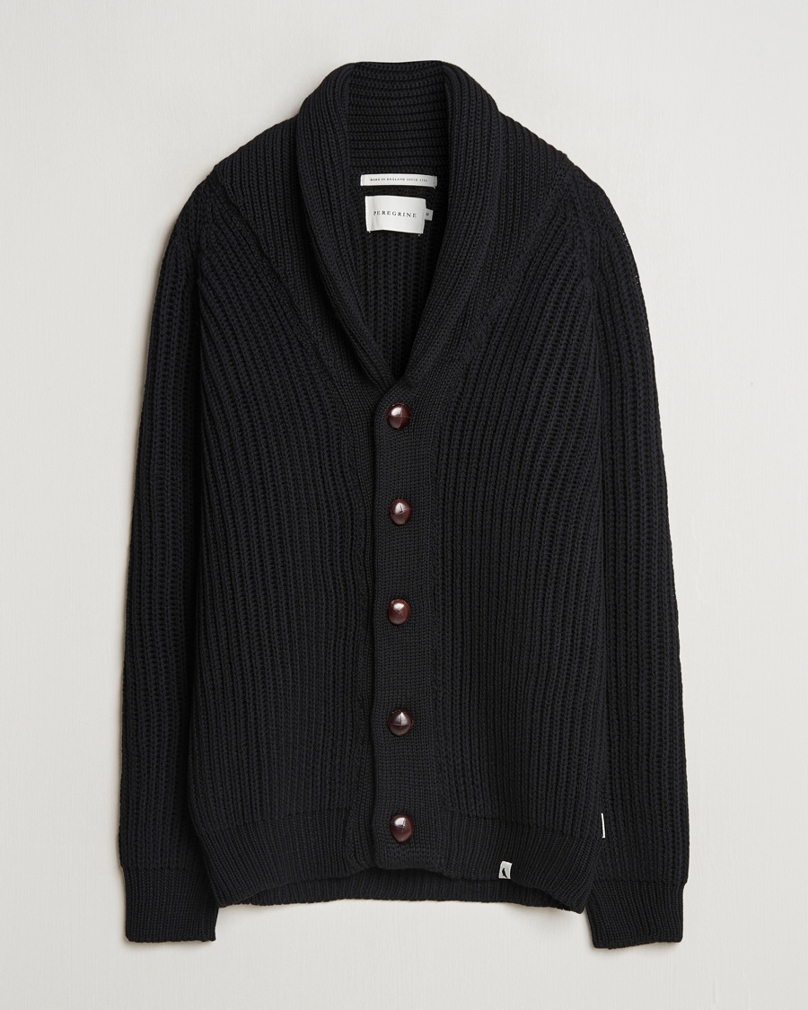 Herr | Tröjor | Peregrine | Wilkinson Ribbed Wool Cardigan Black