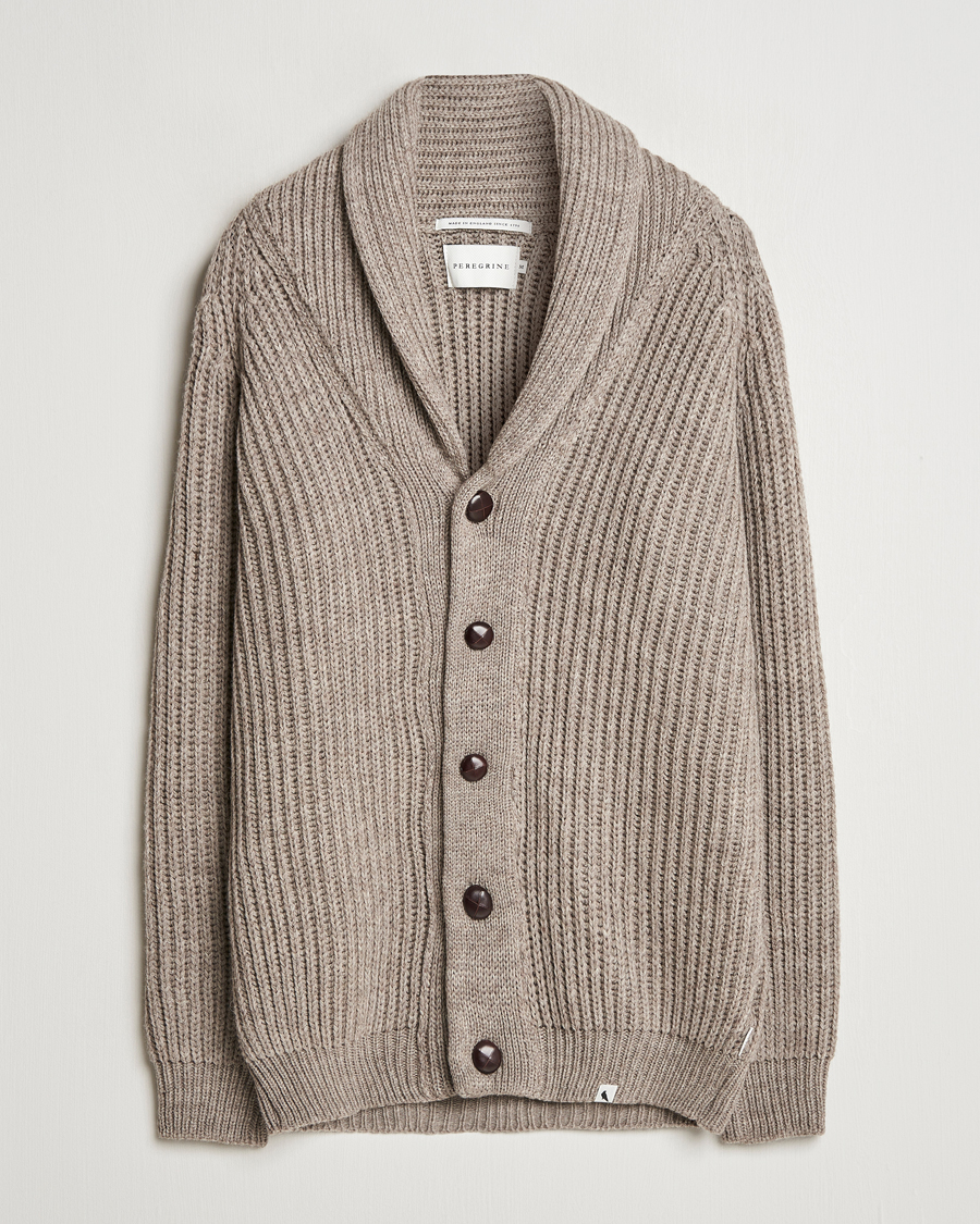 Herr | Tröjor | Peregrine | Wilkinson Ribbed Wool Cardigan Light Brown