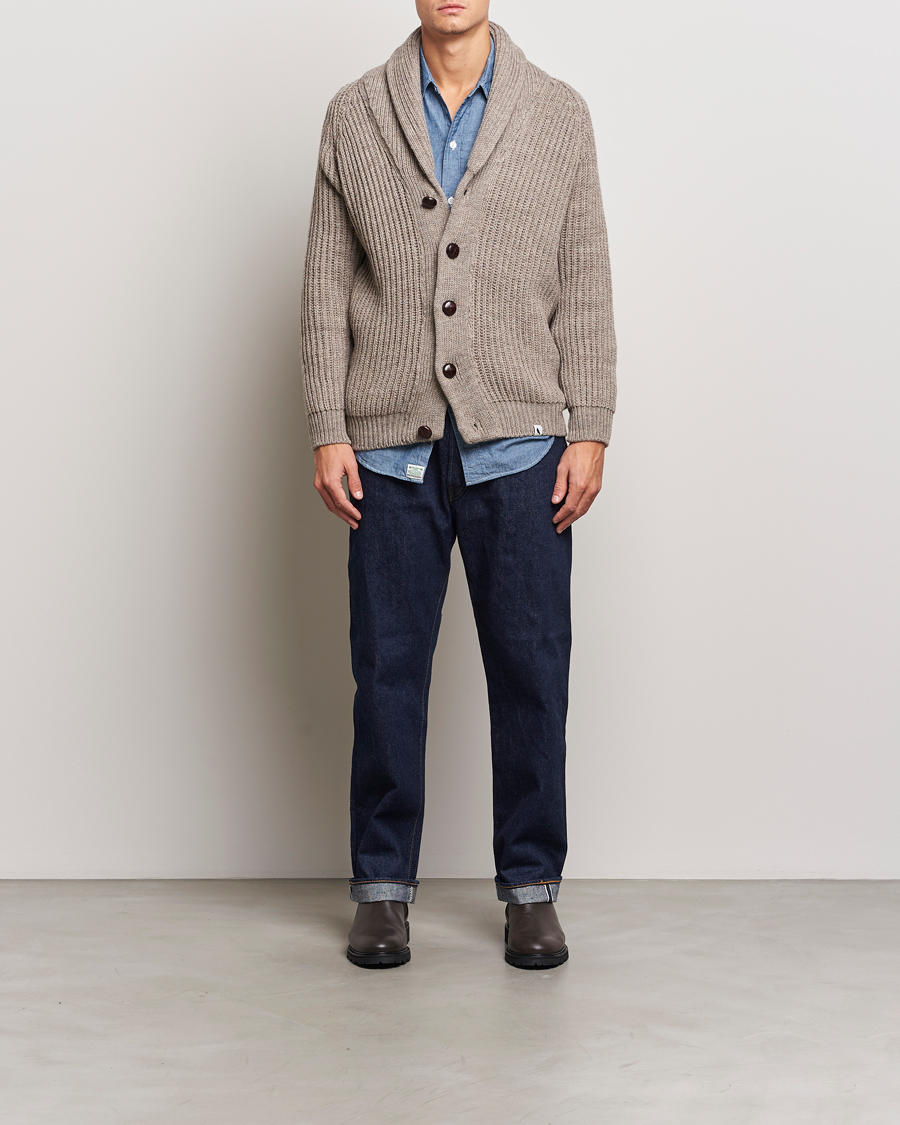 Herr | Tröjor | Peregrine | Wilkinson Ribbed Wool Cardigan Light Brown